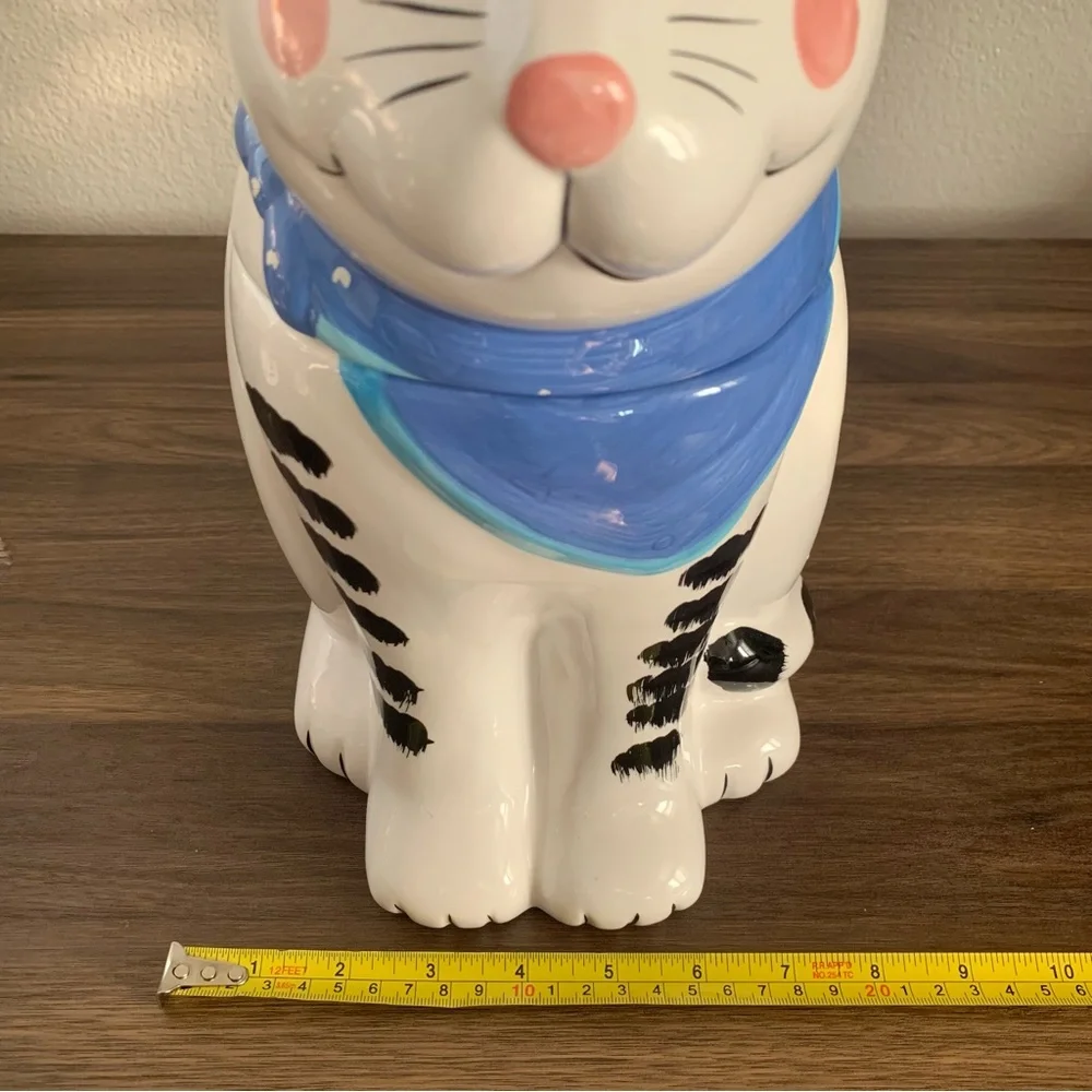 Coco Dowley White Black Cat Blue Bandana Cookie jar Salt & Pepper Shakers Set